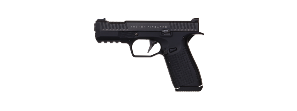 Archon Type B Gen 2 9mm pistol with AF-Speedlock mechanism visible, tactical black nitride finish