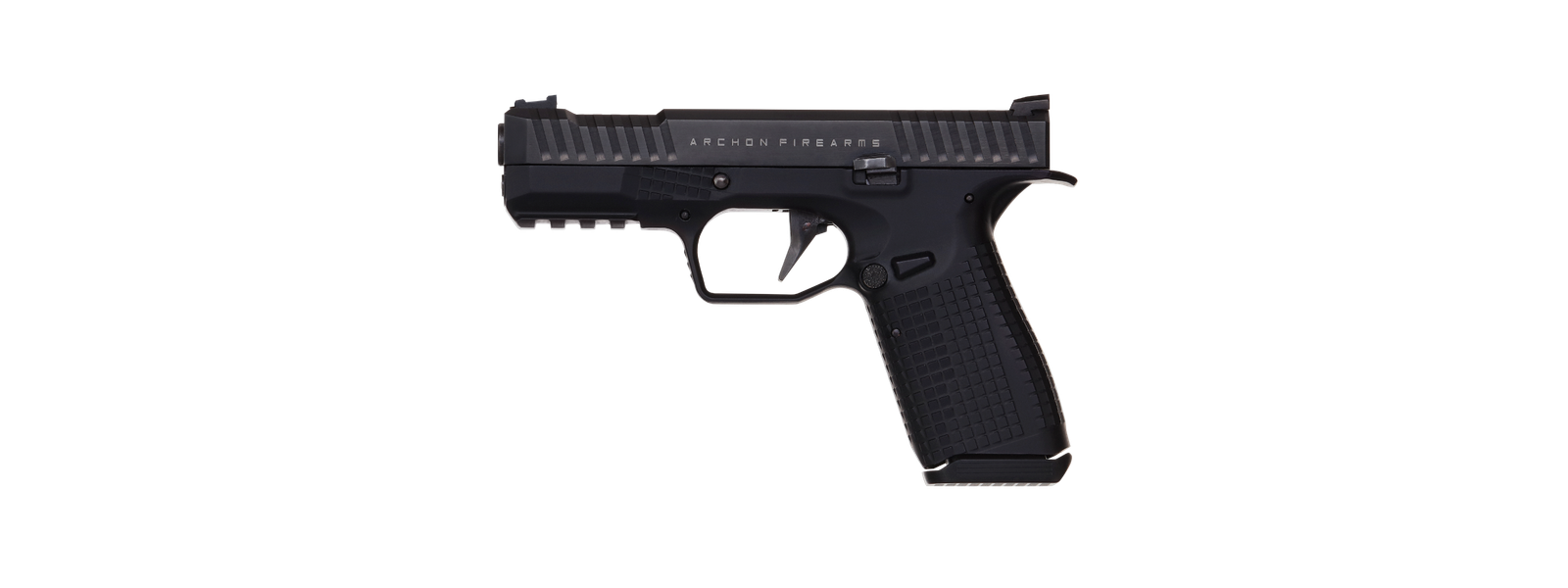 type-b-gen2-9mm-for-sale-miniaturearsenal.online Archon Type B Gen 2 9mm pistol with AF-Speedlock mechanism visible, tactical black nitride finish